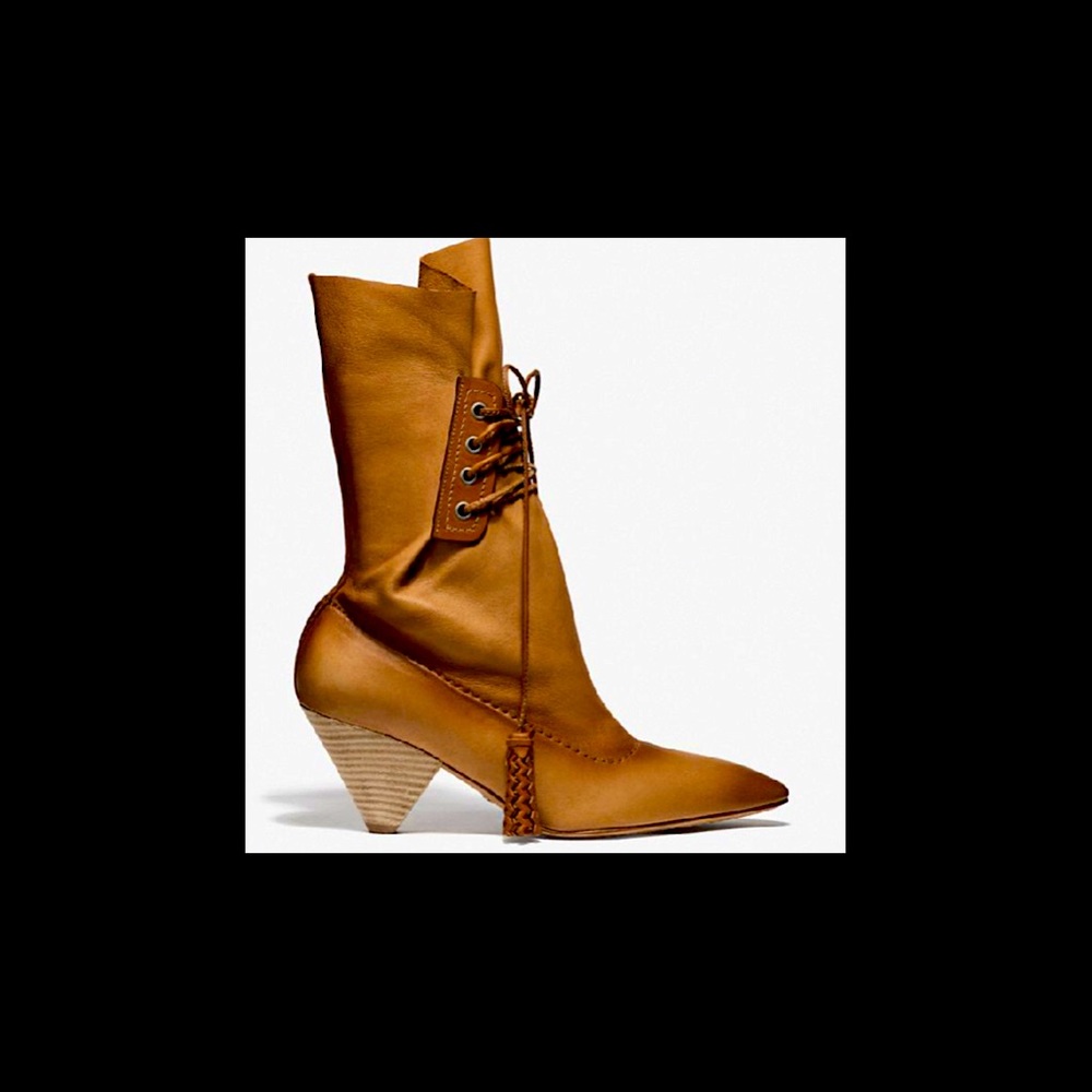 Coach Genuine Leather Lace Up Tassel Boots